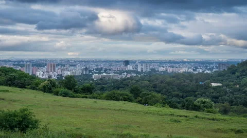 Clouds and Time Lapse of Cityscape view of City of Pune Stock Footage 139239261