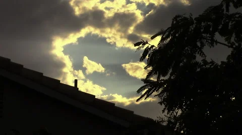 Clouds and trees blowing in wind Video stock 53230545