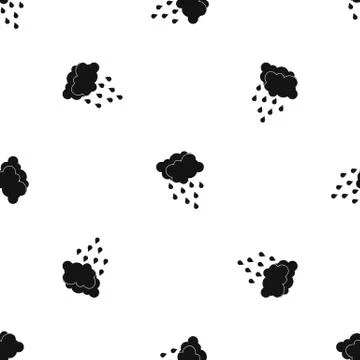 Clouds and water drops pattern seamless black イラスト素材