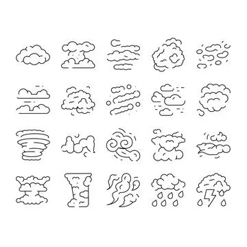 Clouds and weather conditions line icons set Stock Illustration