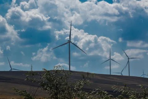 Clouds and wind energy Foto stock