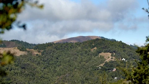 Clouds and wind timelapse Northern California hills woods and dry grass. Stock Footage 125411065