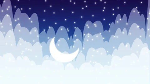 Clouds animation with blue sky and moon Vidéo 196245265
