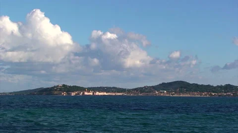 Clouds approaching Saint Tropez town and port Stock Footage 51047682