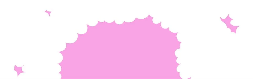 Clouds arch wide border. Painted white clouds on pink background. Simple vector Stock Illustration