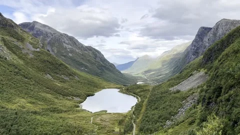Clouds are coming in the mountains of Norway Stock Footage 317218528
