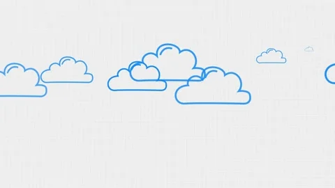 Clouds are drawn by hand in a notebook. Animated clouds Stock Footage 194392422