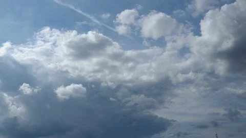 Clouds are floating across the sky, rain is gathering. Weather is getting worse Stock Footage 281008197