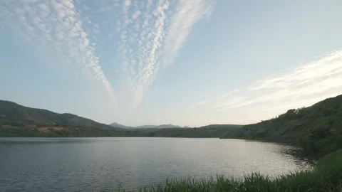 Clouds are floating over the lake Stock Footage 118314368