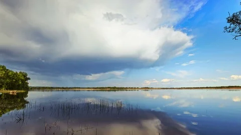 The clouds are floating over the Volga Stock Footage 76126112