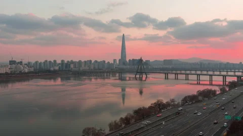 Clouds are flowing over the Han River Stock Footage 135284175