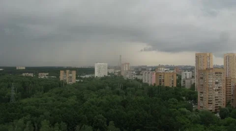 Clouds are moving fast over the district of Moscow. Time lapse. Stock Footage 43746555
