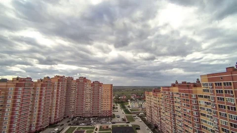Clouds are moving fast over the district of Moscow. Time lapse Stock Footage 75342929