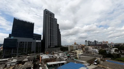 Clouds are moving on tall buildings, Time lapse Stock Footage 116304953