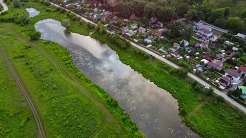 Clouds are reflected in the river. Stock Footage 156379267