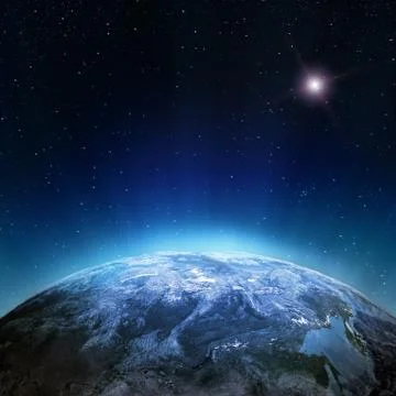 Clouds atmosphere from space 3d rendering Illustrazione stock