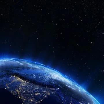 Clouds atmosphere from space 3d rendering Stock Illustration
