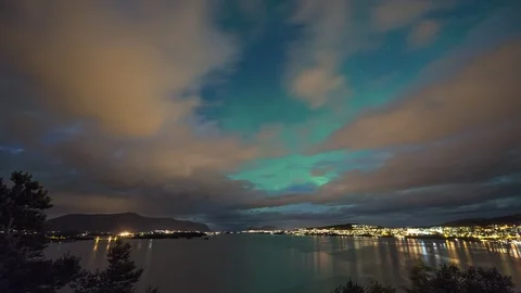Clouds with Aurora Borealsis Stock Footage 87793143