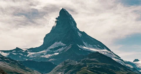 Clouds in the background of  Matterhorn from Sunnegga Stock-Footage 158396900