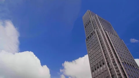 Clouds in the background of skyscraper in Hong Kong Stock Footage 90397220