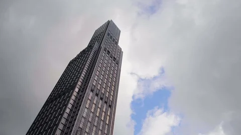 Clouds in the background of skyscraper in Hong Kong Stock Footage 90397306