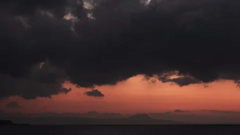 Clouds Of Black And Red And Orange Color, After A Cyclone. Evening, Sunset. Stock Footage 100062250