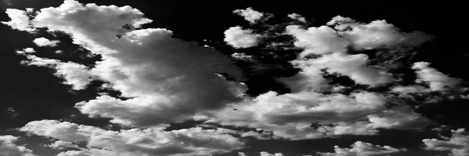 Clouds. Black Background. Isolated white clouds on black sky. Set of isolated 写真素材