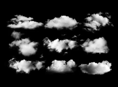 Clouds on black background Stockfoto's
