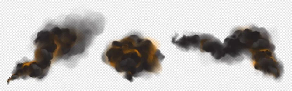 Clouds of black smoke with backlight from fire Stock Illustration