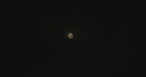 Clouds Blow Over Spooky Orange Halloween Full Harvest Moon Stock Footage 160000381