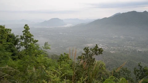 Clouds blown along the peaks of Phu Thok Stock Footage 75918301
