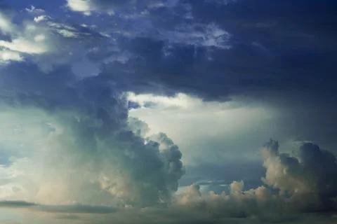 Clouds, blue clouds, cloudy clouds, white clouds are forming and rain is abou Stock Photos