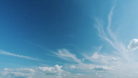 Clouds With Blue Light Blue Sky In Horizon. Cloudscape Nature Background Texture Stock Footage 265196348