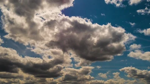 Clouds in blue sky and plane 4K Stock Footage 50547481