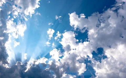 Clouds in blue sky. Background with clouds on blue sky. Beautiful blue sky with Stock Photos