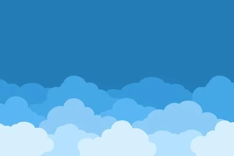 Clouds on Blue Sky Background. Vector Banner, Poster, Flyer in Flat Style Stock Illustration