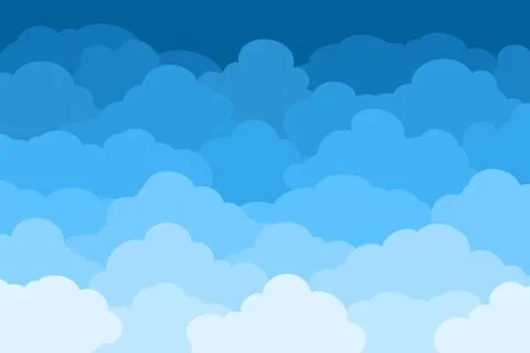 Clouds on Blue Sky Background. Vector Banner, Poster, Flyer in Flat Style Stockillustratie