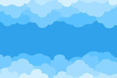 Clouds on Blue Sky Background. Vector Banner, Poster, Flyer in Flat Style Stock Illustration