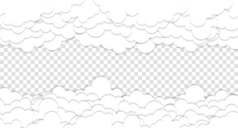 Clouds on blue sky banner. White cloud on blue sky in paper cut style. Clou.. Stock Illustration