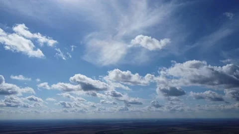 Clouds in blue sky. High altitude video. Video stock 213629605