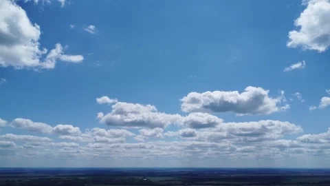 Clouds in blue sky. High altitude video. Panoramic footage. Stock Footage 246227228