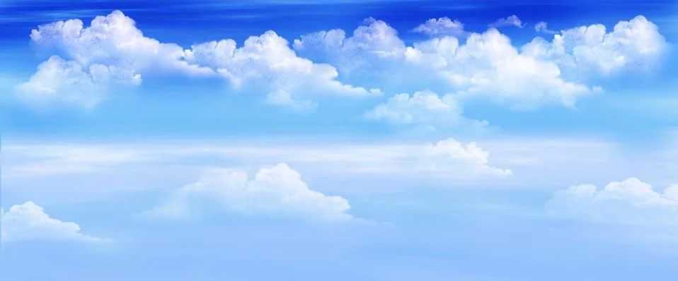 Clouds in a Blue Sky Panorama Stock Illustration