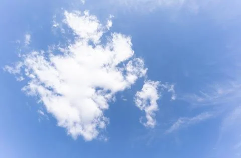 Clouds in the blue sky, Panoramic stage by light background during the summ.. Stock Photos