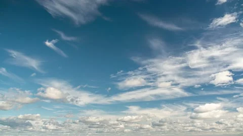 Clouds. Blue sky. Puffy fluffy clouds. Cumulus cloudscape timelapse. Stock Footage 206734116