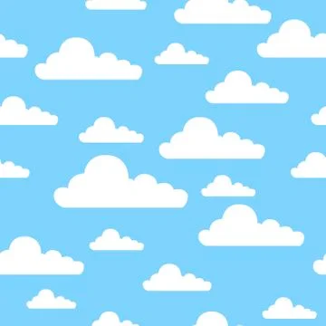 Clouds in a Blue Sky Seamless Pattern Stock Illustration