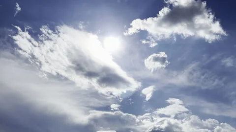 Clouds in the blue sky, unique real time video, great for skies replacement Stock Footage 197048663