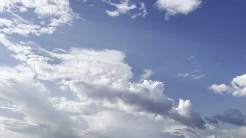 Clouds in the blue sky, unique real time video, great for skies replacement Stock Footage 197049456