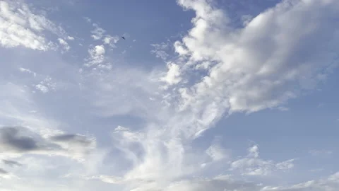 Clouds in the blue sky, unique real time video, great for skies replacement Stock Footage 197050924