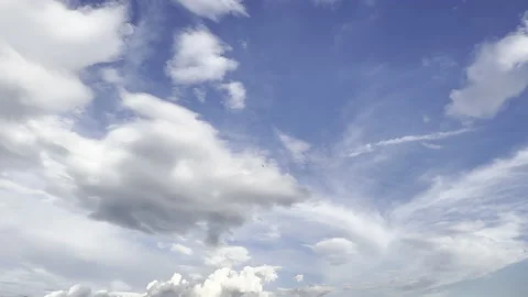 Clouds in the blue sky, unique real time video, great for skies replacement Stock Footage 197087576