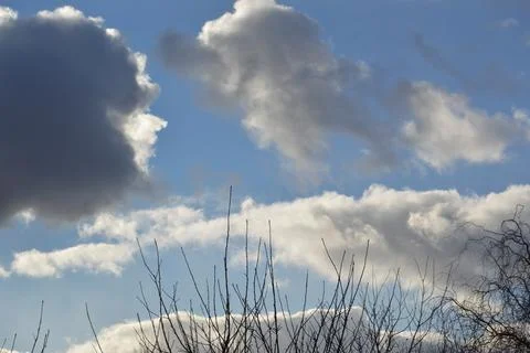 Clouds on the blue sky in winter 库存照片